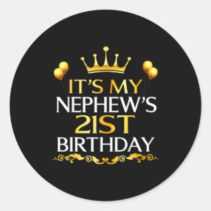 Sticker Rond C'est l'anniversaire des 21 ans de mon neveu Joyeu