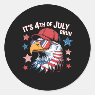 Sticker Rond C'est le 4 juillet Bruh Aigle américain Enfants Ga