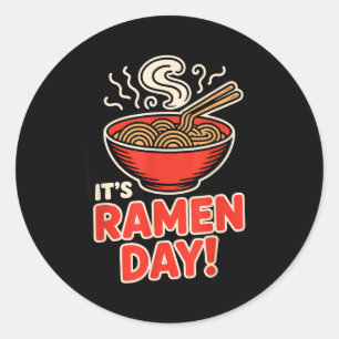 Sticker Rond C'est le jour des ramen bol de nouilles de soupe d