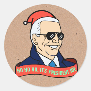 Sticker Rond C'est le président Joe Biden Père Noël Noël