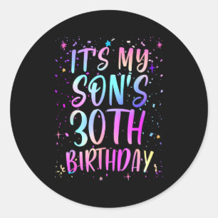 Sticker Rond C'est les 30 ans de mon fils Coloré Joyeux 30 ans