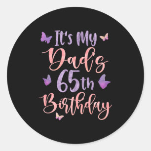 Sticker Rond C'est les 65 ans de mon papa Papillon Joyeux 65 An