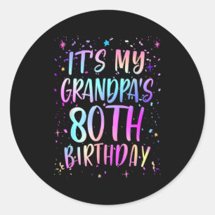 Sticker Rond C'est les 80 ans de mon grand-père Coloré Joyeux 8