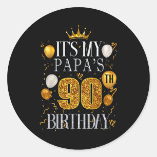 Sticker Rond C'est les 90 ans de mon papa Joyeux Anniversaire 9