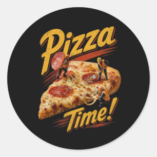 Sticker Rond C'est l'heure de la pizza !