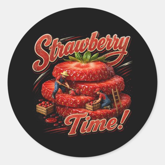 Sticker Rond C'est l'heure des fraises ! (Devant)