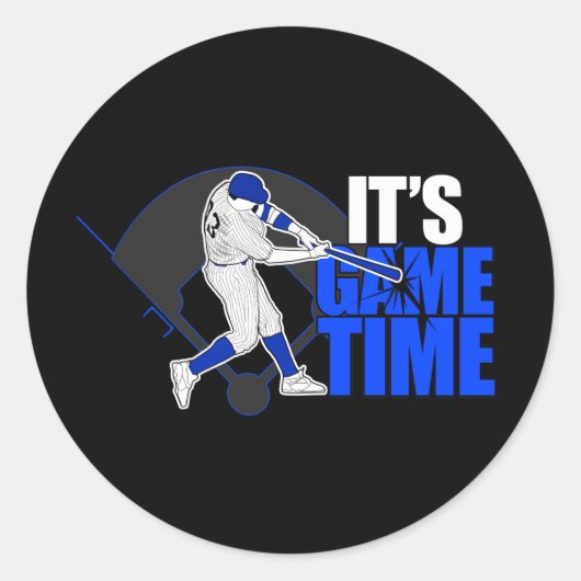Sticker Rond C'est l'heure du jeu - Baseball (Devant)