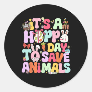 Sticker Rond C'est l'Hoppy Day pour sauver les animaux OEufs de