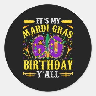 Sticker Rond C'est ma 60e fête de Mardi Gras