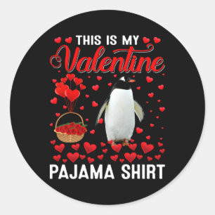 Sticker Rond C'est Ma Chemise De La Saint-Valentin Manchot Roug