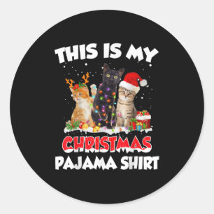 Sticker Rond C'Est Ma Chemise De Pajama De Noël Drôle Père Noël