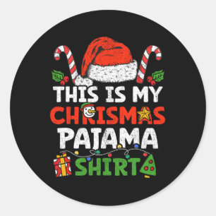 Sticker Rond c'est ma chemise en pyjama de noël drôles famille