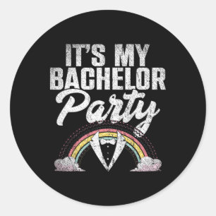 Sticker Rond C'est ma fête de bachelor Rainbow Marié Drôle de B
