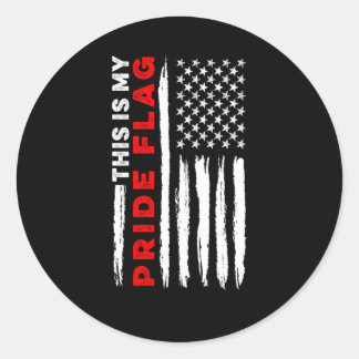 Sticker Rond C'Est Ma Fierté Drapeau Patriotique Américain 4E O