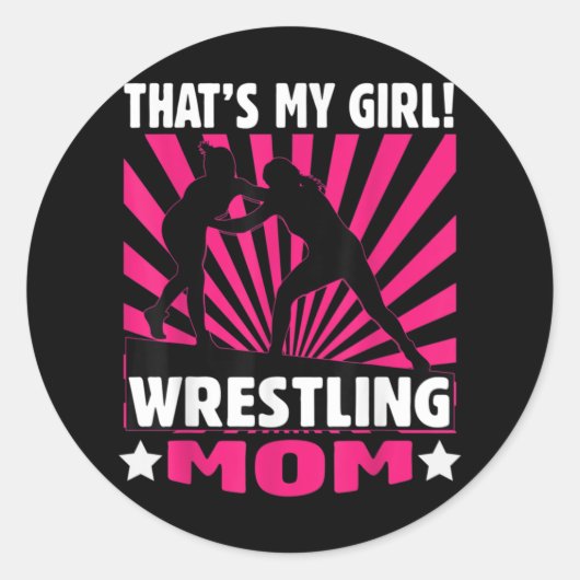 Sticker Rond C'est Ma Fille - Les Filles Luttent - Lutter Maman (Devant)