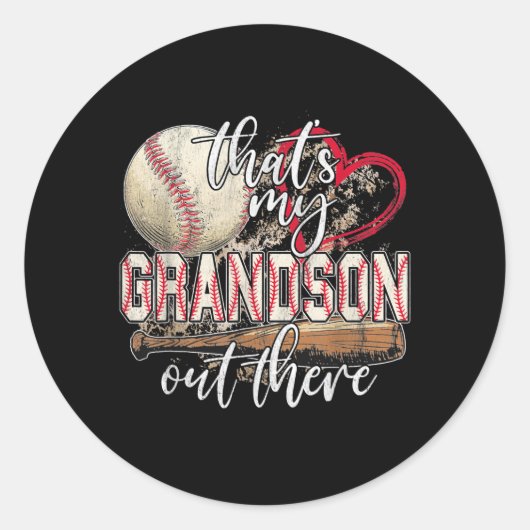 Sticker Rond C'est ma grand-mère de baseball là-bas (Devant)