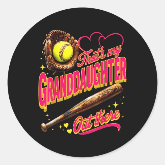 Sticker Rond C'Est Ma Petite-Fille Là-Bas, Grand-Mère De Softba (Devant)