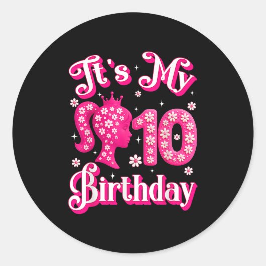 Sticker Rond C'est ma poupée 10e anniversaire fille 10 ans Anni (Devant)