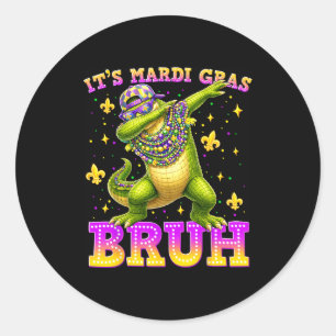 Sticker Rond C'est Mardi Gras Bruh Alligator Mardigartor Hommes