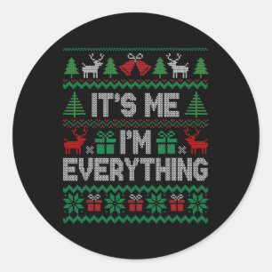 Sticker Rond C'Est Moi Tout Noël Pyjama Couple Match