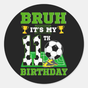 Sticker Rond C'est mon 11e anniversaire garçon Thème de foot