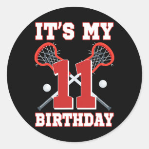 Sticker Rond C'est mon 11e anniversaire Joueur de crosse 11 ans