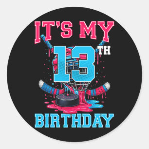 Sticker Rond C'est mon 13e anniversaire Hockey 13 ans Crème gla