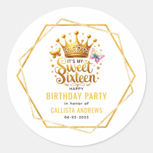 Sticker Rond c'est mon 16 e anniversaire de sweet sixteen