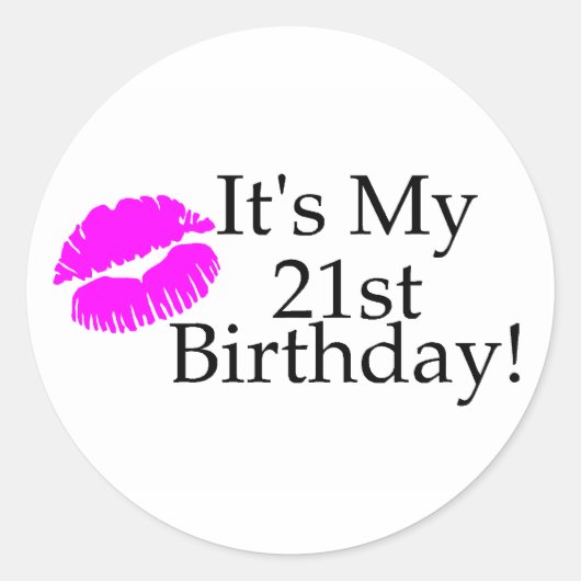Sticker Rond C'est mon 21e anniversaire (Kiss) (Devant)