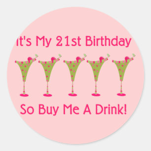 Sticker Rond C'est mon 21ème anniversaire