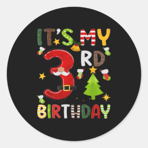 Sticker Rond C'est mon 3ème anniversaire Garçons de 3 ans Enfan
