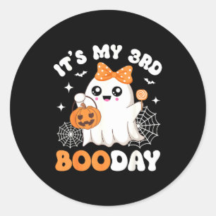 Sticker Rond C'est mon 3ème jour de Boo, Fantôme drôle d'Hallow