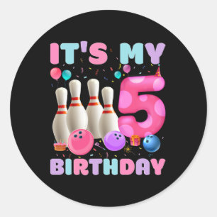 Sticker Rond C'est mon 5 anniversaire Bowling 5e anniversaire A