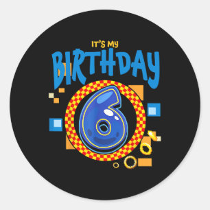 Sticker Rond C'est mon 6e anniversaire de famille de garçon jum