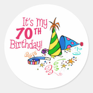Sticker Rond C'est mon 70e anniversaire (Casquettes de fête)