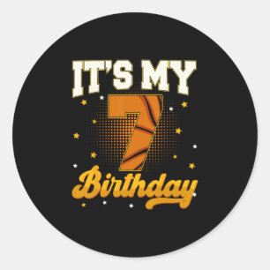 Sticker Rond C'est mon 7e anniversaire Sketll Boy 7 ans Cadeaux