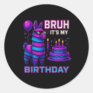 Sticker Rond C'est mon anniversaire drôle lama pinata garçon d'
