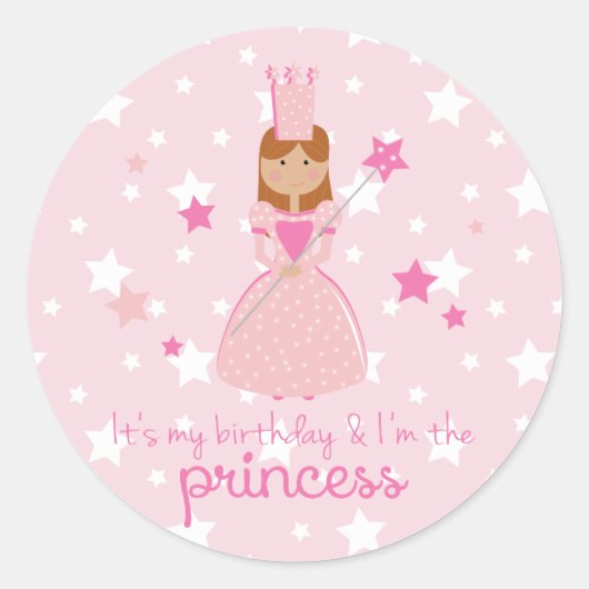 Sticker Rond C'est mon anniversaire et je suis la princesse (Devant)