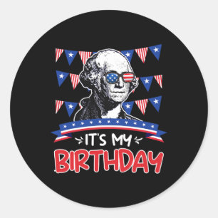 Sticker Rond C'est mon anniversaire Fête de l'Indépendance Geor