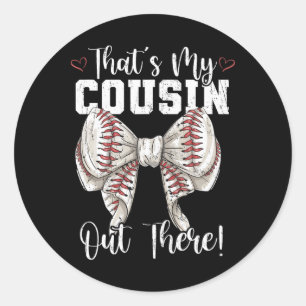 Sticker Rond C'est mon cousin là-bas Coquette Baseball Bow M