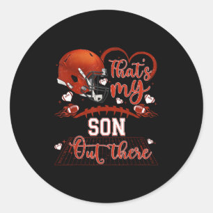 Sticker Rond C'est mon fils là-bas Maman de football drôle Mama