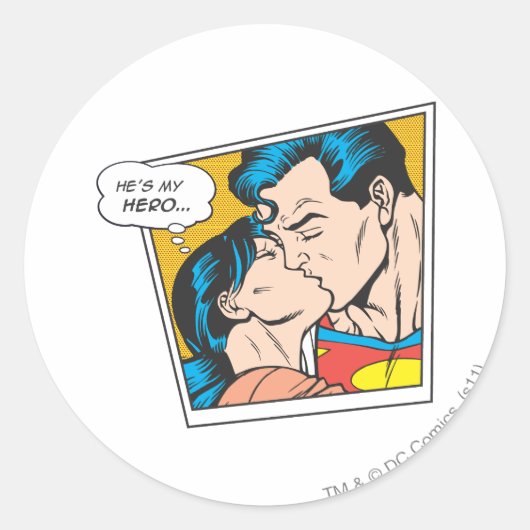 Sticker Rond C'est mon héros (Devant)