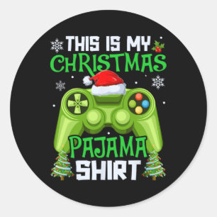 Sticker Rond C'Est Mon Jeu Vidéo De Pajama De Noël Gamer Men B