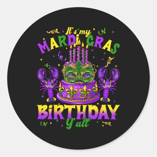 Sticker Rond C'Est Mon Mardi Gras Anniversaire Yall Mardi Gras  (Devant)