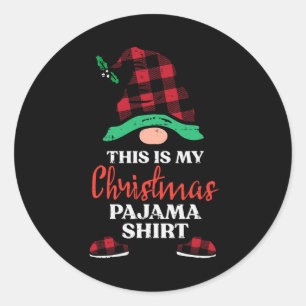 Sticker Rond C'Est Mon Noël Gnome Xmas Plaid Hommes Femmes Ki