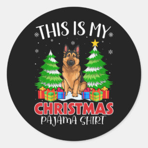 Sticker Rond C'Est Mon Pajama Allemand Berger Chien De Noël Xm