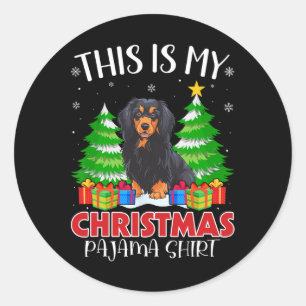 Sticker Rond C'Est Mon Pajama De Noël Le Chien Havanais Xmas Pj