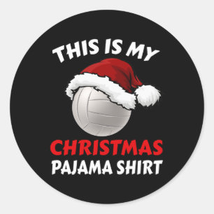 Sticker Rond C'Est Mon Pajama De Noël Les Fêtes De Volley-Ball 