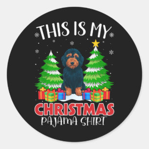 Sticker Rond C'Est Mon Pajama Labradoodle Chien De Noël Xmas P