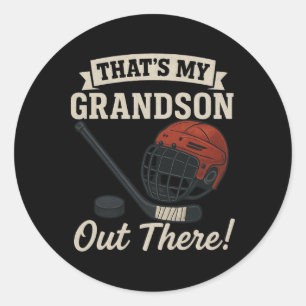 Sticker Rond C'est mon petit-fils là-bas Chemises de hockey Pat